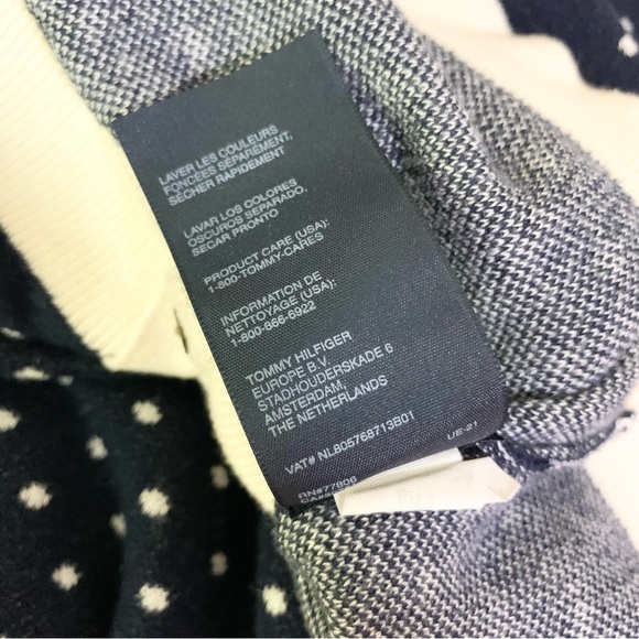 Tommy Hilfiger button back sweater navy blue polka dot pima cotton sz XL EUC OBO - Picture 11 of 12